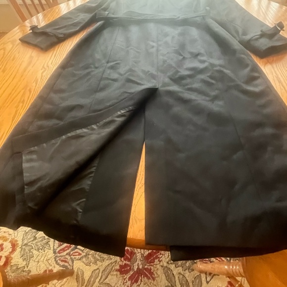 Ann Taylor Vintage Wool Blend Long Black Belted Trench Coat Dress 8 •Msurmnts• - Picture 3 of 13